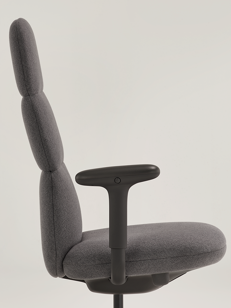 A close view of the Asari chair's arm rests