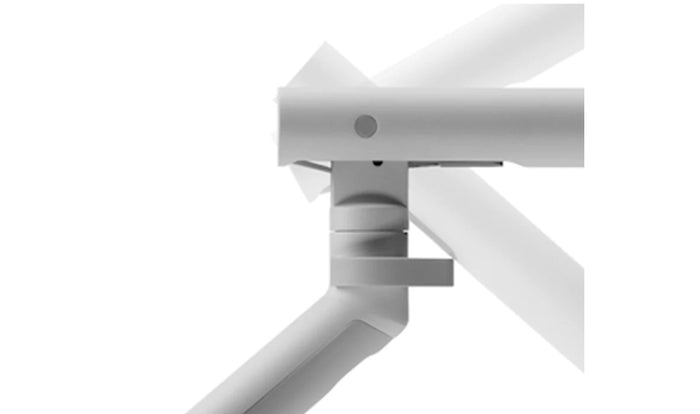 Illustration of height and tilt available on Flo monitor arm